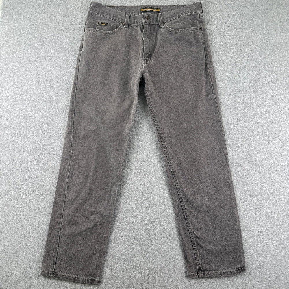 Lee Jeans Mens 36x32 Gray Regular Fit Straight Leg Denim Pants 2008979 Cotton